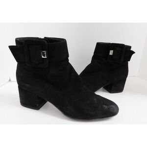 Sergio Rossi Large Buckle Booties Black Suede Ankle Boots Size 39